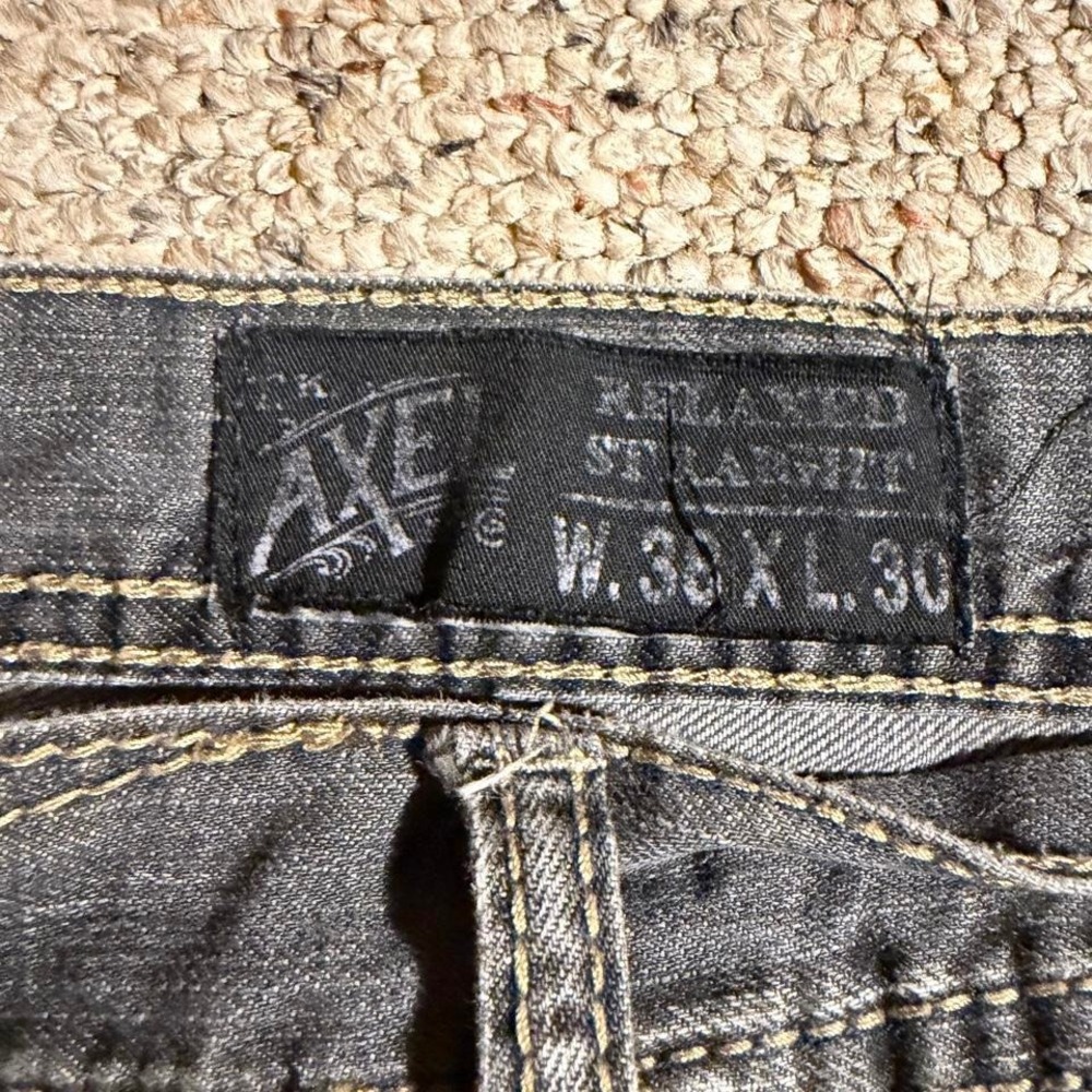 Y2K Axel Jeans Grey Stone Wash Baggy Bootcut Jeans Size 36x30 Skater Denim - Picture 4 of 7